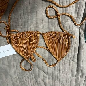 Rust Orange Pleated Bikini Top